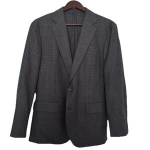 J.Crew Ludlow Slim Charcoal Plaid Moon Wool Blend Unstructured Jacket Size 38 S